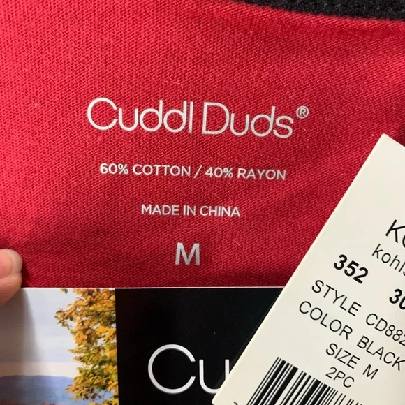 Kohl's Cuddl Duds Maroon and Plaid Pajama Set - Picture 3 of 5